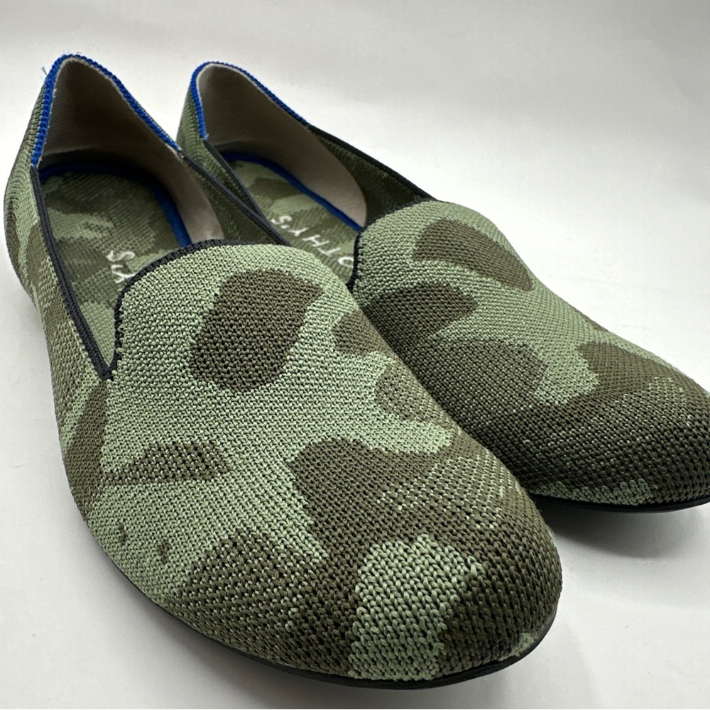 Rothy's The Loafer Olive Camo Green Round Toe Flat Shoes Womens Size 8 EUC